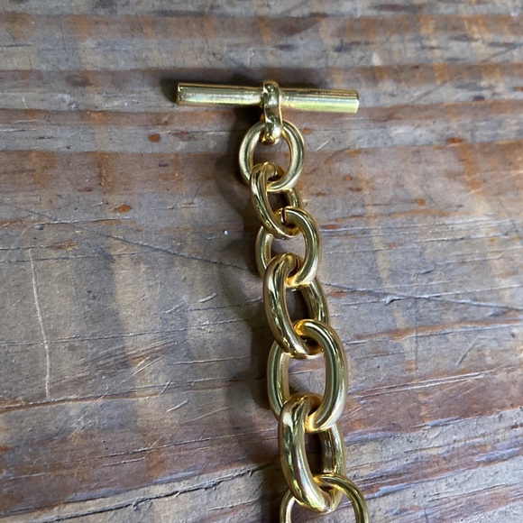 Michael Kors Goldtone Link Toggle Logo Branding Bracelet - Picture 10 of 16